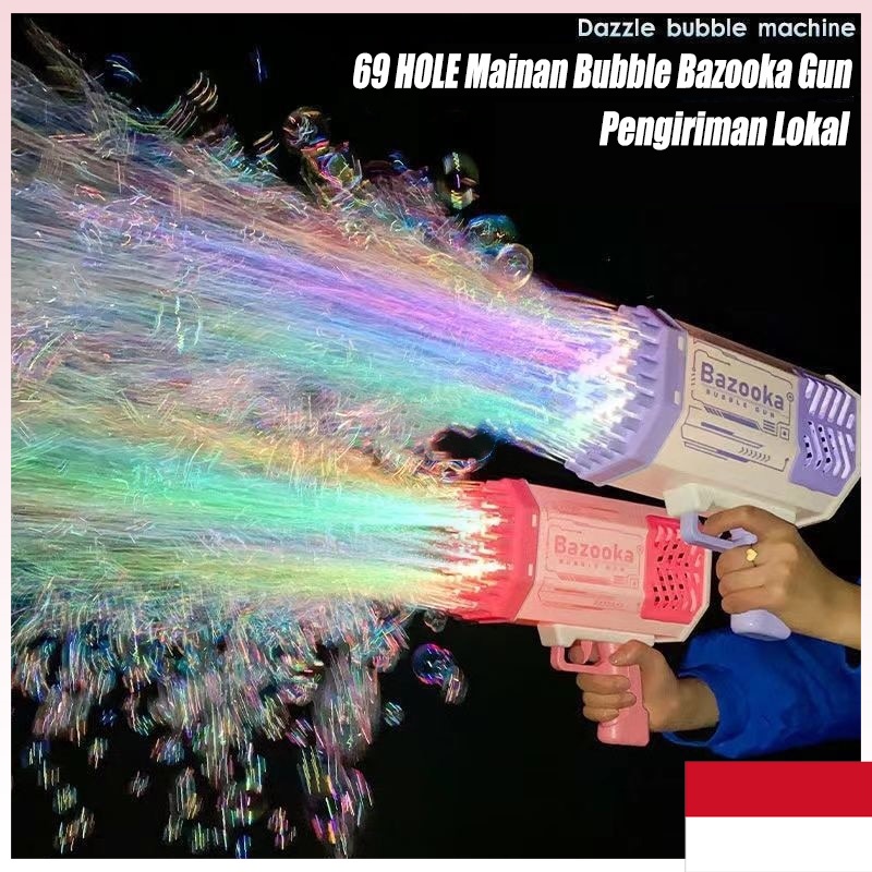 69 HOLE Mainan Bubble Bazooka Gun Baru Pistol Gelembung untuk Anak-anak Dewasa Pesta Luar Ruangan Gelembung Bubble Blower Pembuat Gatling Mainan