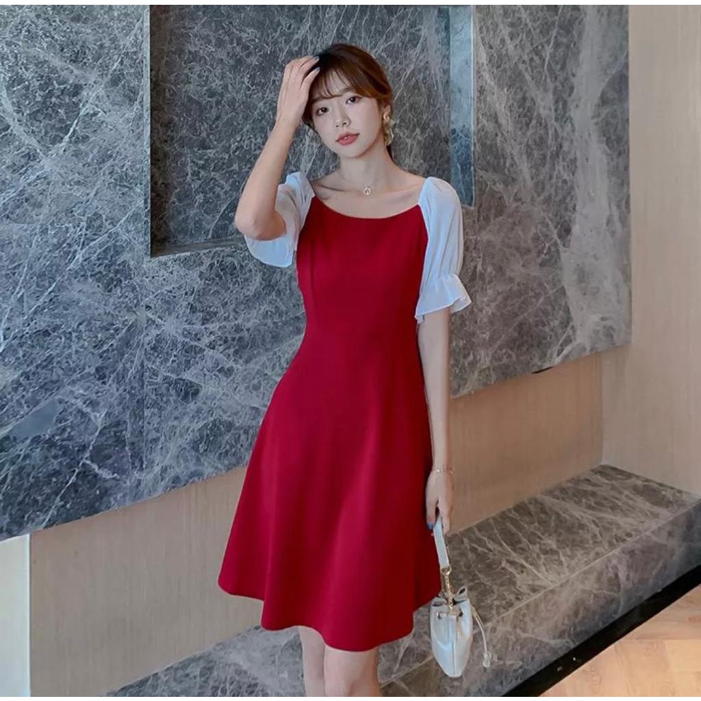 Basic id fashion Mini Dres sabrina / Dres korean wanita Terbaru / korean dres