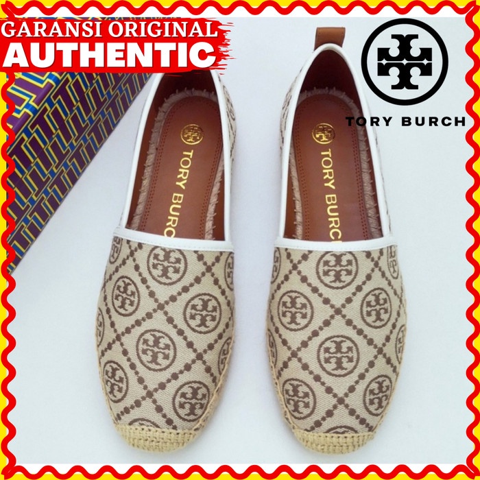 Sepatu Tory Burch Shoes T Monogram Espadrille Wanita Original Branded