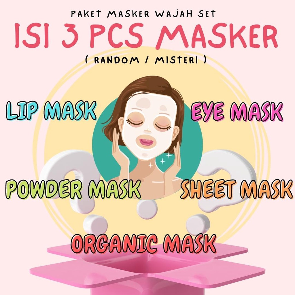 BUNDLING MASKER WAJAH ISI 3 PCS HANYA 10 RIBUAN ( RANDOM / MISTERI )