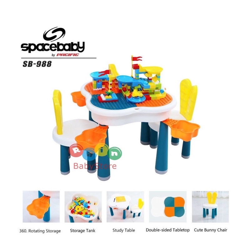 Meja mainan anak lego 6 in 1