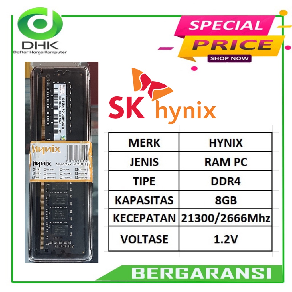 MEMORY DDR4 8GB PC2400/2666 Hynix Longdim