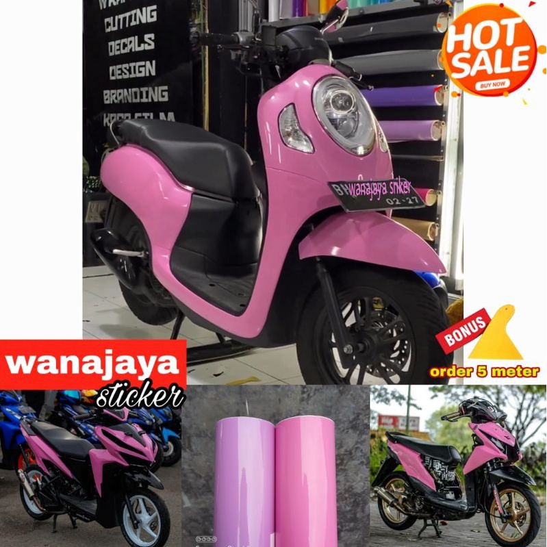stiker skotlet motor warna pink / skotlet motor warna merah muda / stiker ungu lilac / skotlet warna