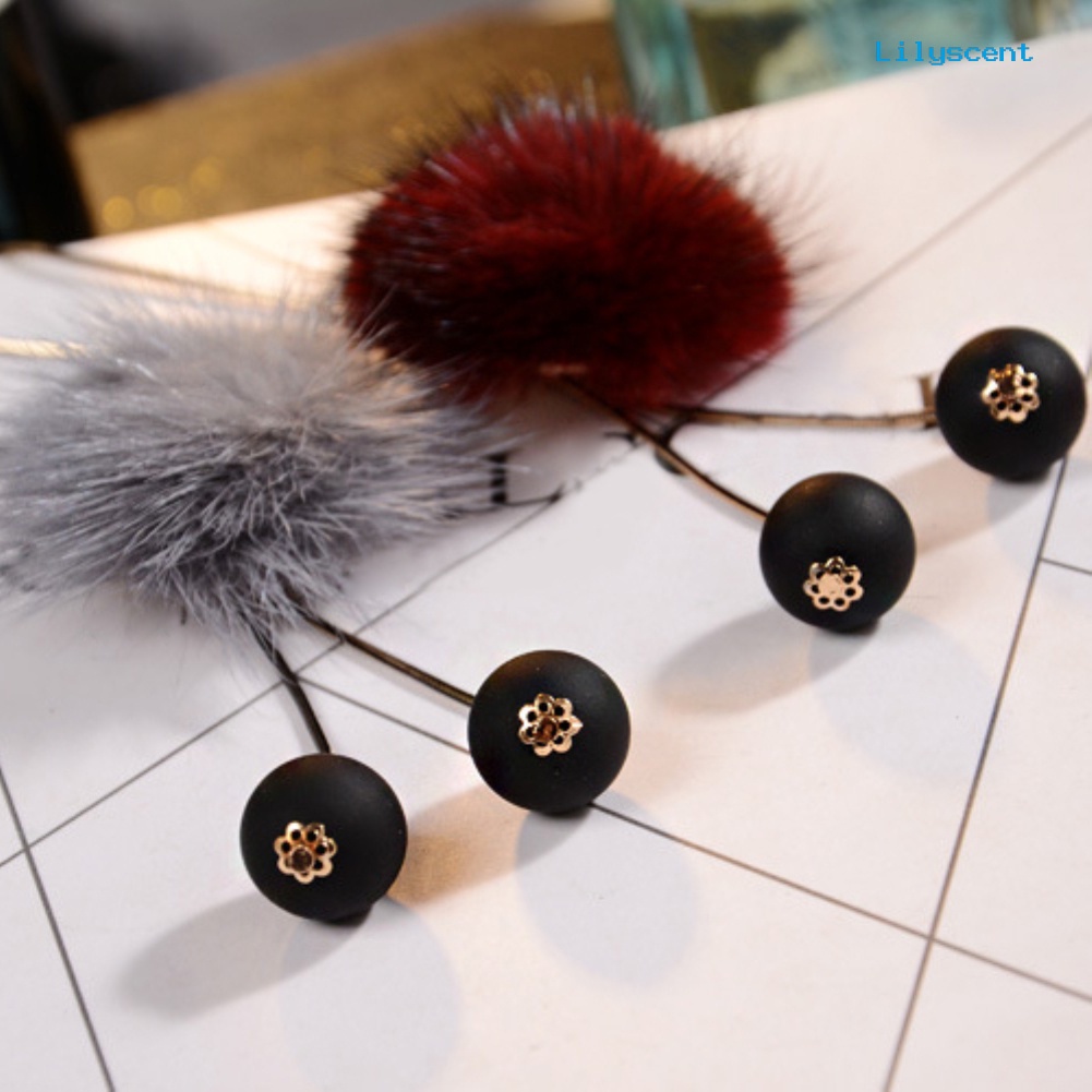 [LS] Pompom Tassel Beads Pendant Kalung Wanita Rantai Panjang All-match Perhiasan