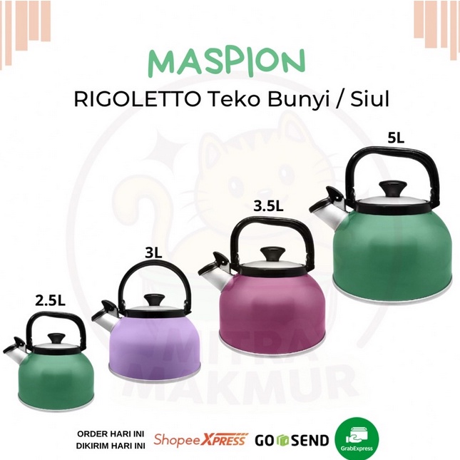ALJ TEKO BUNYI CERET SIUL 3 LITER WHISTLING KETTLE RIGOLETTO MIKADO termurah