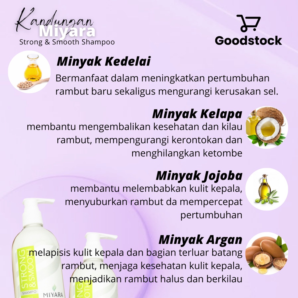 Miyara Shampoo - Strong &amp; Smooth Shampoo - Perawatan Rambut Rontok Masa Kini Original Official Store