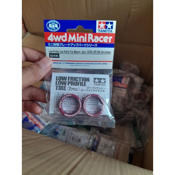 TAMIYA 92436 LOW FRICTION PROFILE TIRE MAROON 2PCS