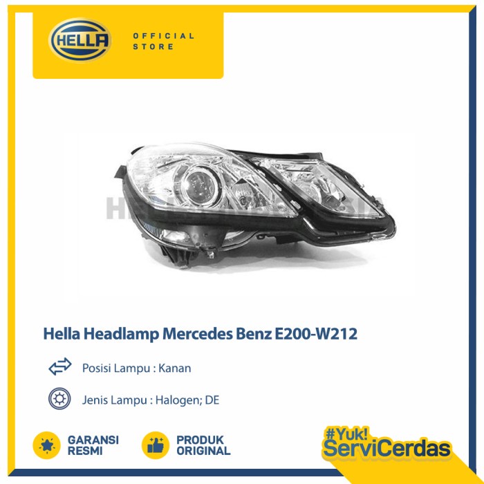 Lampu Headlamp Mobil Hella Mercedes Benz E200-W212 (Kanan) Halogen - Lampu Depan Mobil