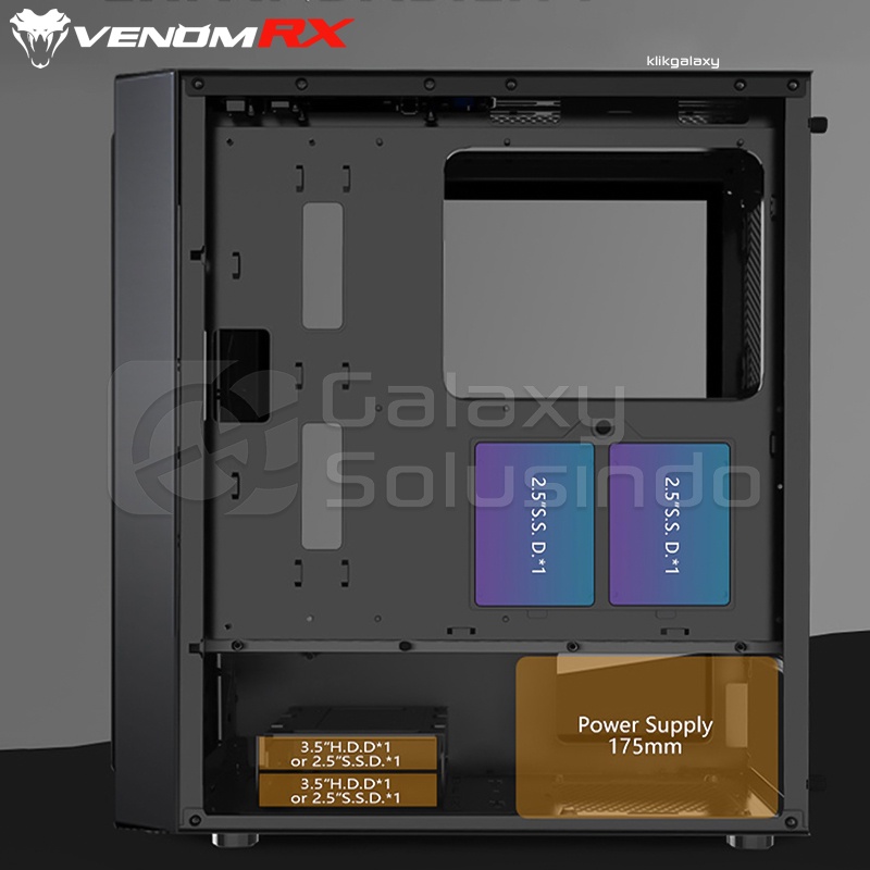 VenomRX MAKAROVE Tempered Glass Side Gaming Case