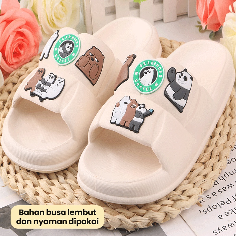 Mainland Sandal Karet Jelly Wanita Lucu Character Sendal Slip On Jelly Rumahan Soft Import AntiSlip HSN125