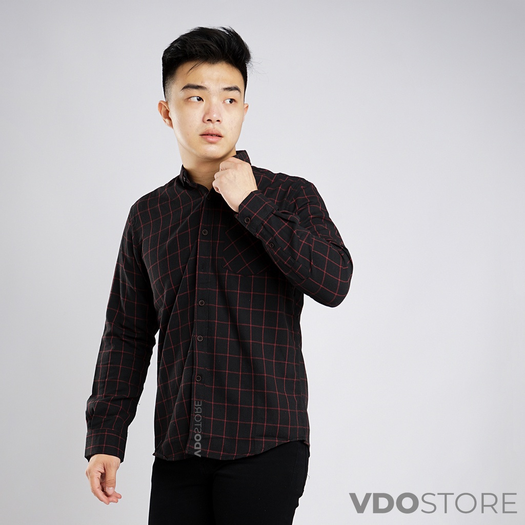 KEMEJA FLANEL PRIA 14 BLACK CHERRY - M L XL - KEMEJA LENGAN PANJANG VDOSTORE DEWASA BAJU FLANNEL TANGAN PANJANG HITAM NAVY ABU MOTIF KEMEJA COWOK MURAH DEWASA SANTAI TEBAL KUALITAS IMPORT BAJU CATUR PANEL FANEL