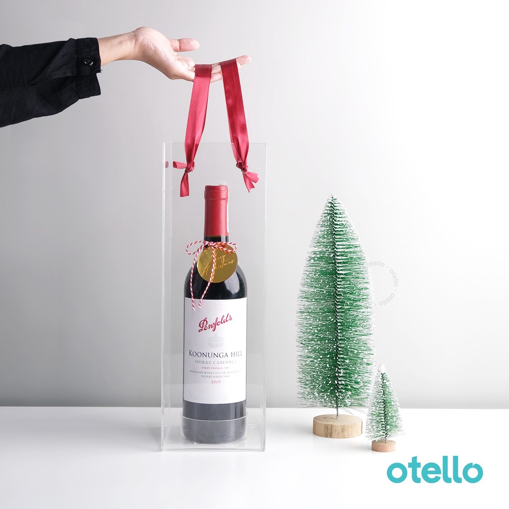 Box Wine Acrylic Handle Kotak Hampers Tas Wine Gift Hadiah Christmas Aklirik