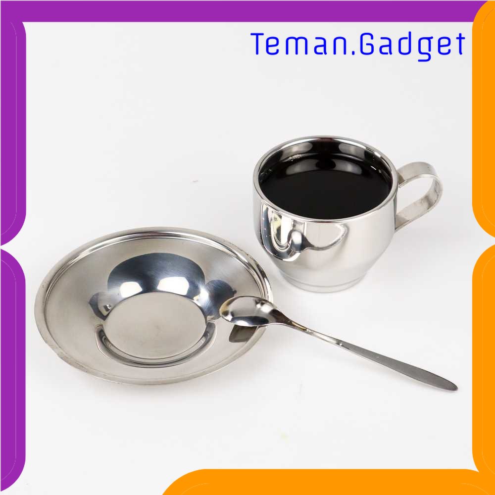 TG - DPR One Two Cups Set Cangkir Sendok Piring Kopi Stainless Steel - 201