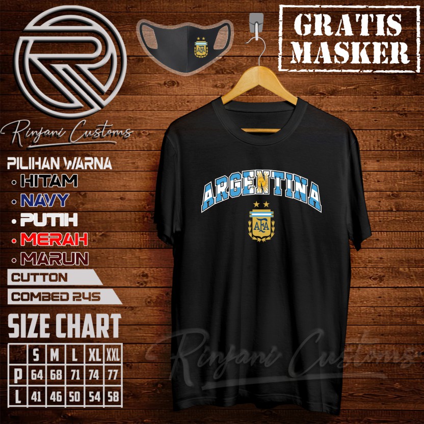 KAOS TIMNAS ARGENTINA.KAOS PIALA DUNIA.FREE MASKER