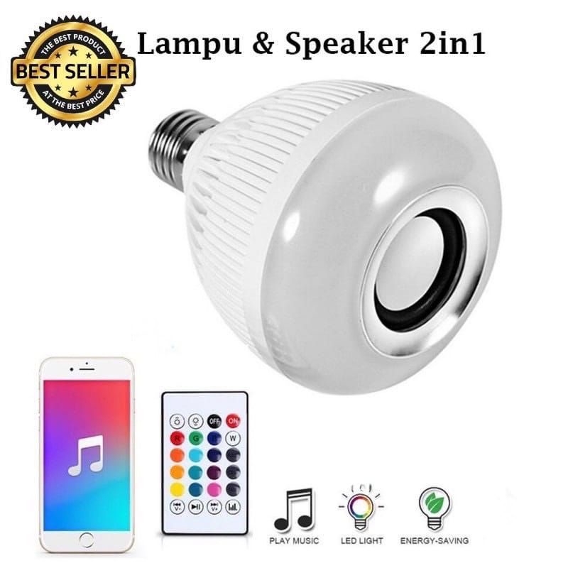 [ Pplus ] Lampu  Bohlam RGB bluetooth Speaker Musik 2 in 1 - Lampu Warna Warni bluetooth Remote Speaker LED E27