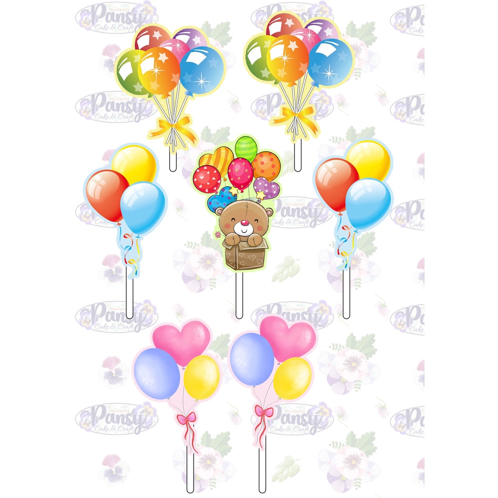 Cake topper / Cupcake topper Balloon / Balon EKONOMIS