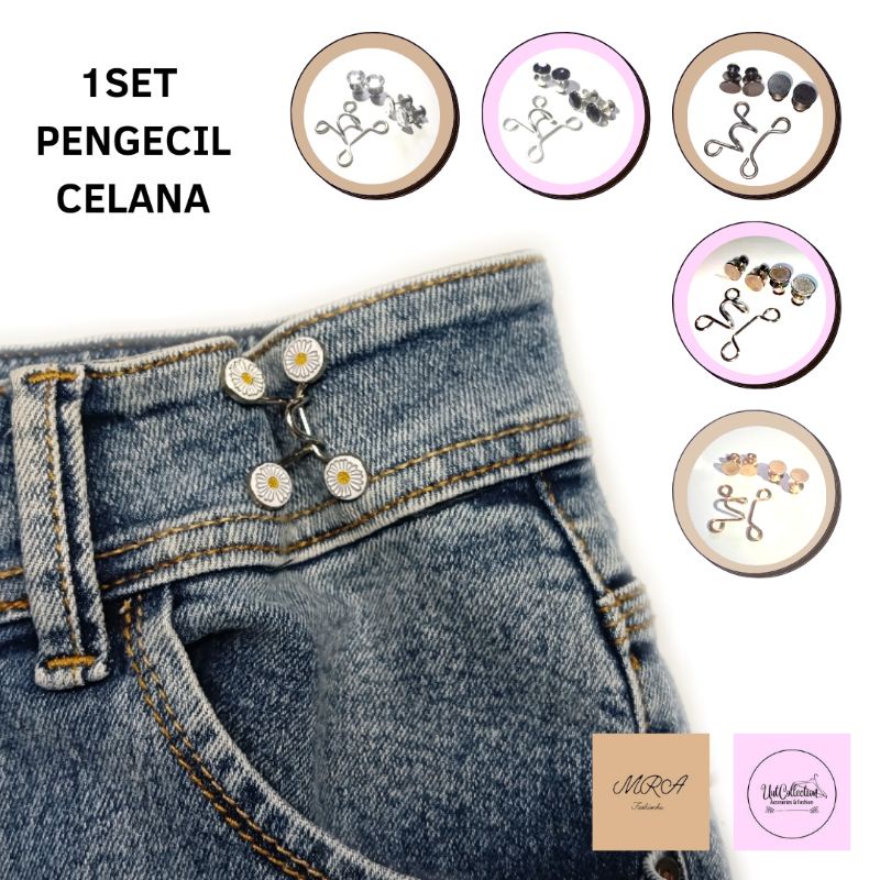 Kancing jeans lepas pasang adjustable | alat pengecil celana