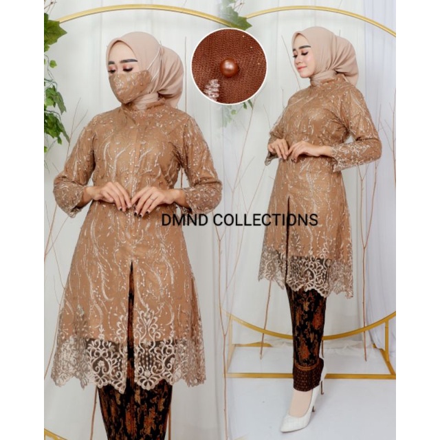 SETELAN TUNIK BUSUI/TUNIK RESLETING DEPAN/TUNIK TULLE MUTIARA/KEBAYA MODERN/TUNIK TERBARU &amp; TERLARIS