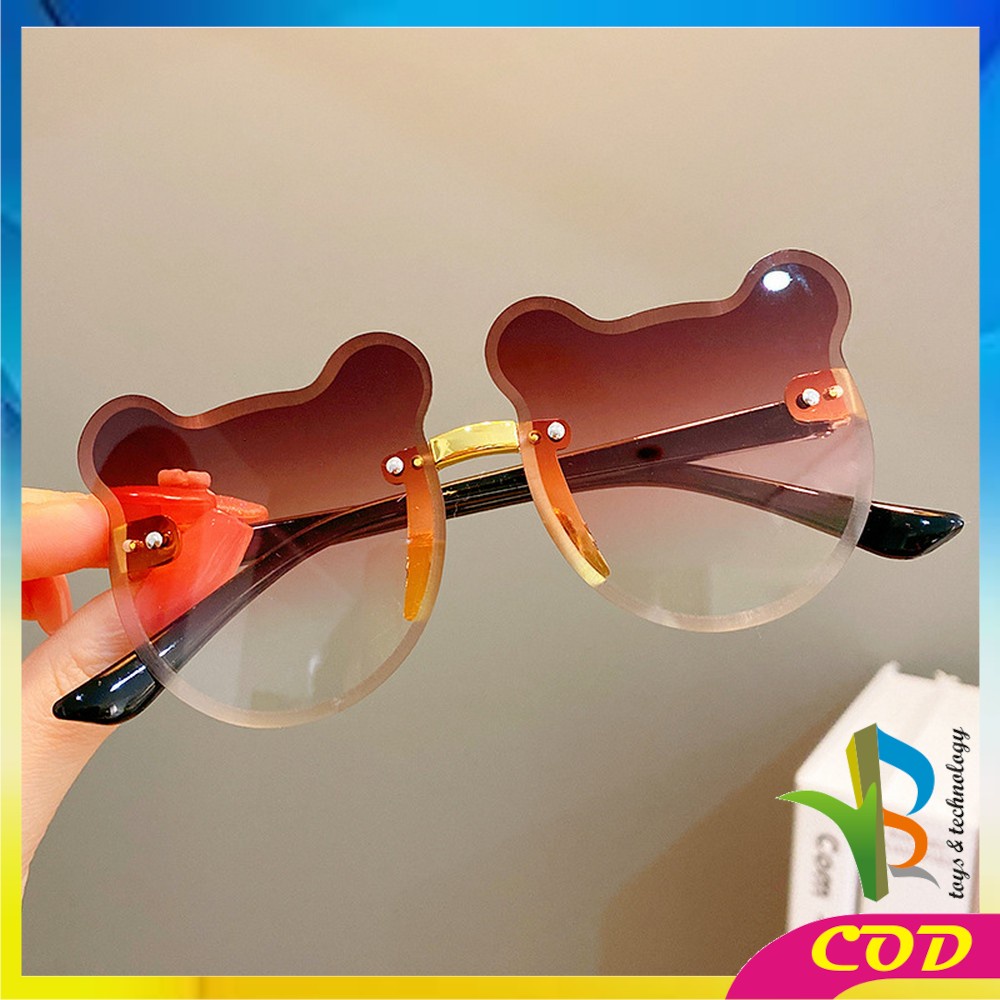 RB-C672 Kacamata Beruang Hitam Anak Bayi Kaca mata Bear Shape Gaya Korea Sunglasses Kids Fashion Tanpa Bingkai Kacamata Telinga Beruang