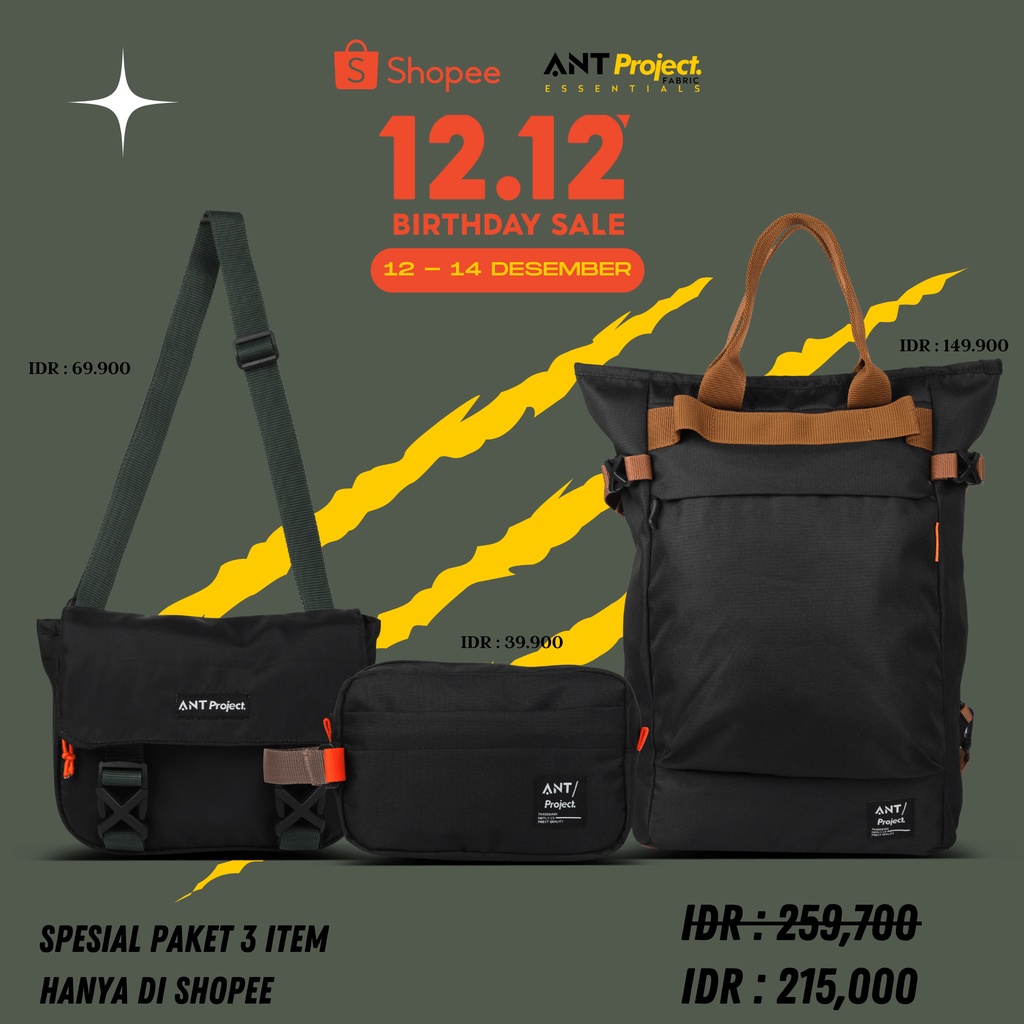 ANT PROJECT - Spesial Paket 3 item - Ransel Pria - Stok Terbatas