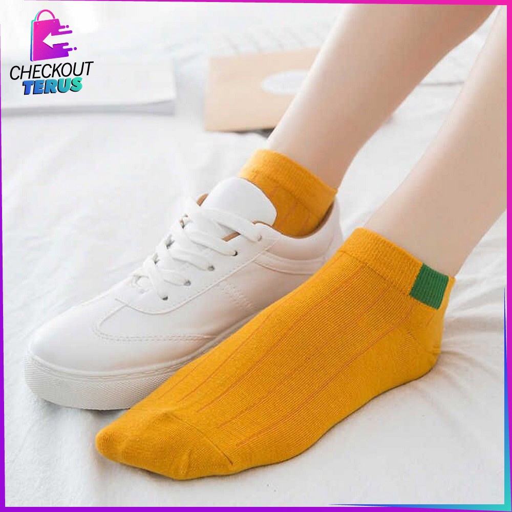 CT P58 Kaos Kaki Semata Motif Polos Fashion Unisex Kaos Kaki Ankle Wanita Pendek Dewasa Korean Style