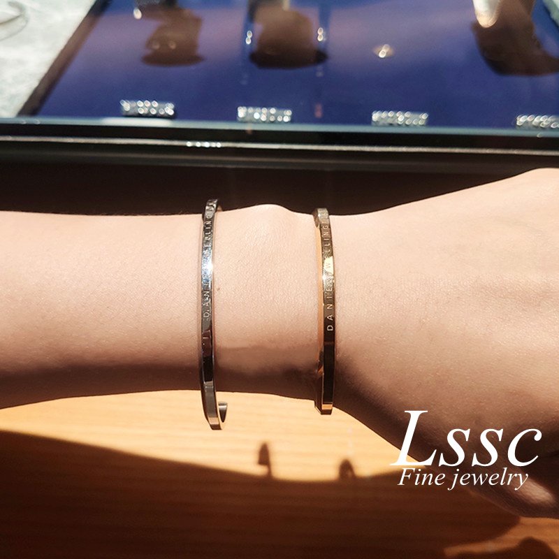 Gelang Titanium Couple Pasangan Anti Karat Wanita / Pria Bangle Emas 18K Aksesoris Fashion Korea