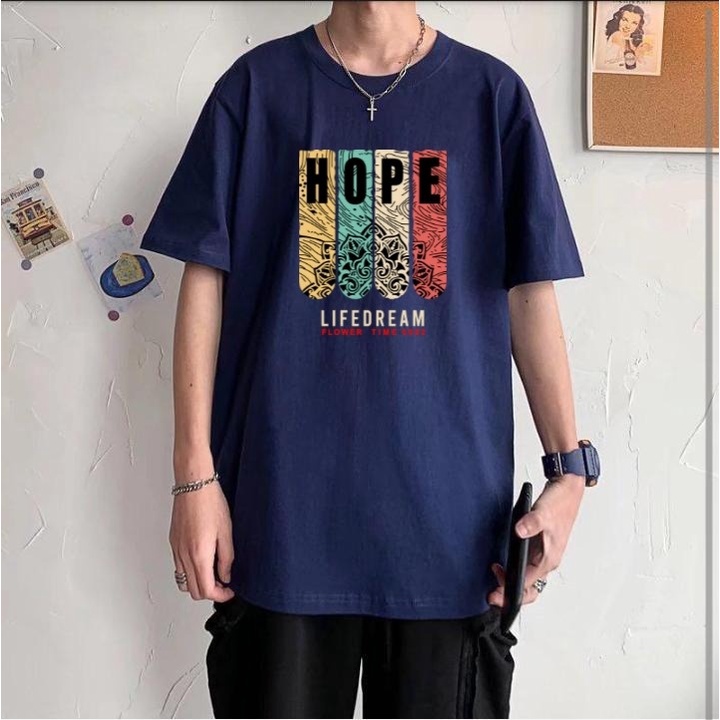 JOSJOLI_STORE/Baju Oversize Hope/Atasan Pria Dewasa Lengan Pendek/M L XL