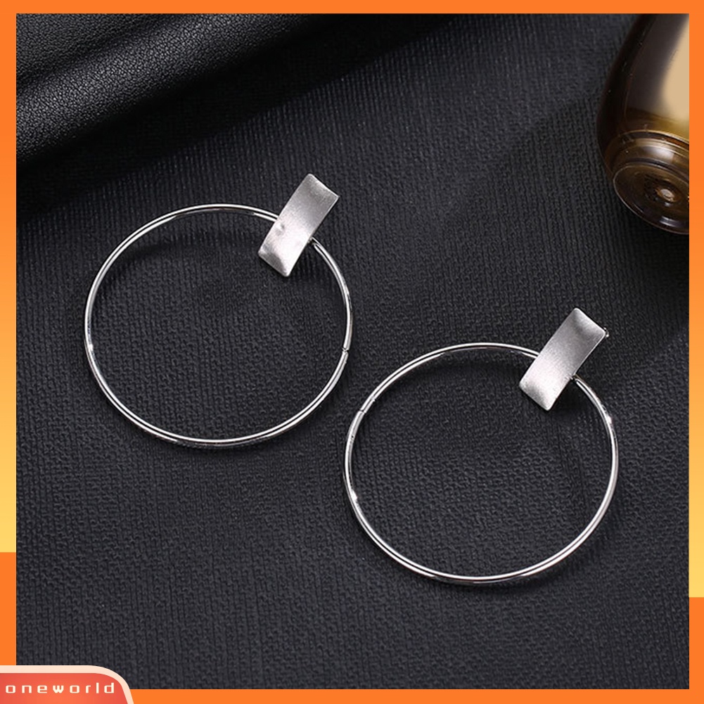 [WONE] Minimalis Wanita Lingkaran Besar Persegi Panjang Geometris Statement Stud Earrings Perhiasan