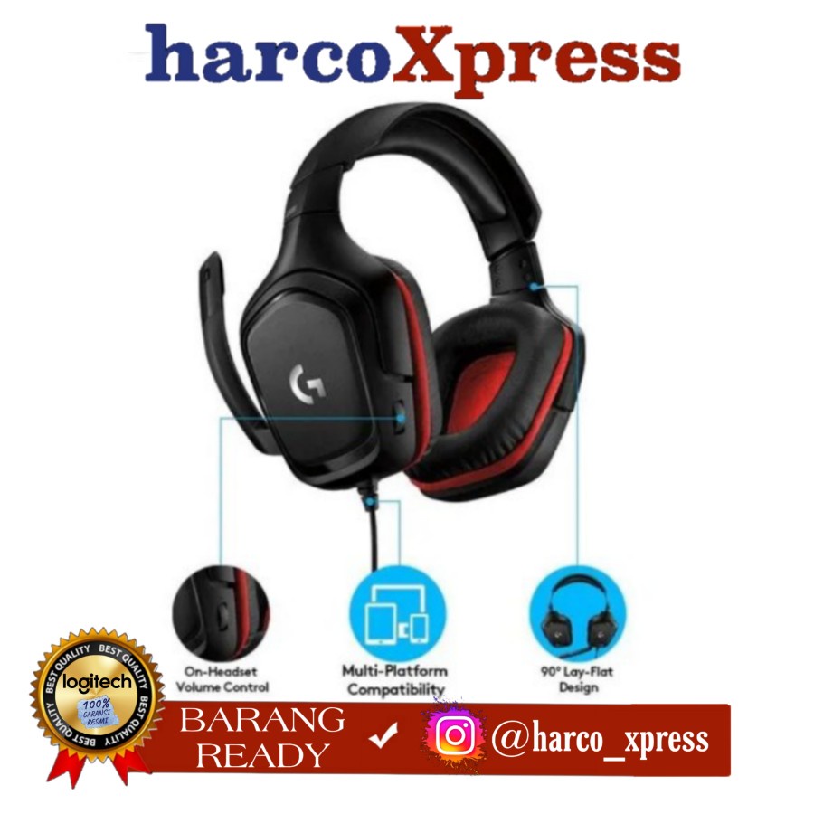 Logitech G331 Headset Gaming Stereo Flip to Mute Mic