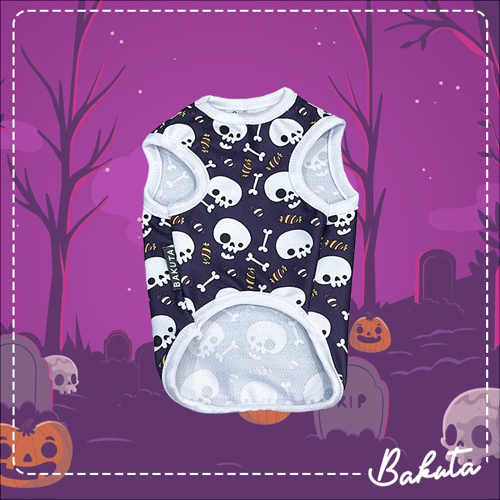 Baju Kucing Tank Edisi Halloween (Skull) Tank Lucu Untuk Kucing dan anjing / Baju Kucing Termurah Size S-XXL / Baju Kucing Tangerang