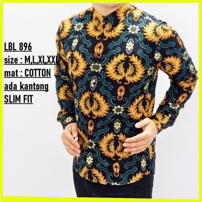 KEMEJA PRIA BATIK LENGAN PANJANG HEM BAHAN KATUN HALUS 40S LBL 896 MEWAH PREMIUM BAJU ELEGANT SIZE M L XL  SKU MS JAKARTA