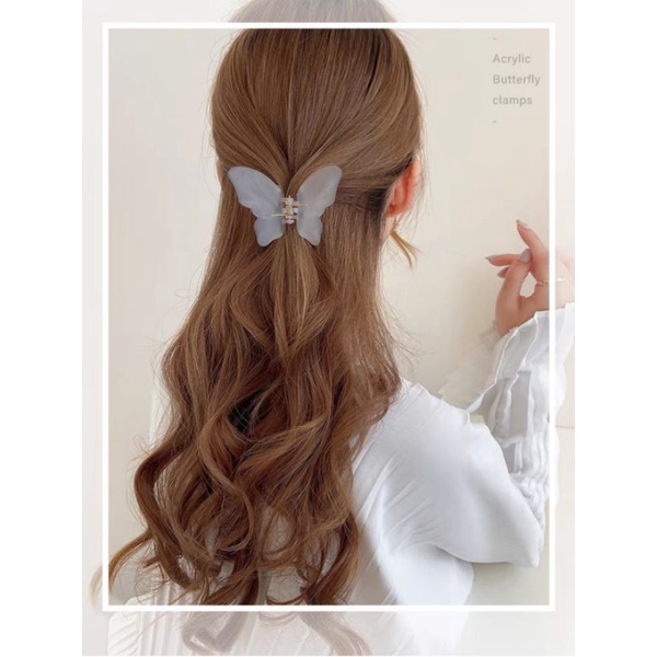 Jepit Kupu Doff Korea Transparan Kristal 6,5cm Jepit Jedai Hairpin Glass Model Butterfly Ukuran Tanggung Hair Claw Clips