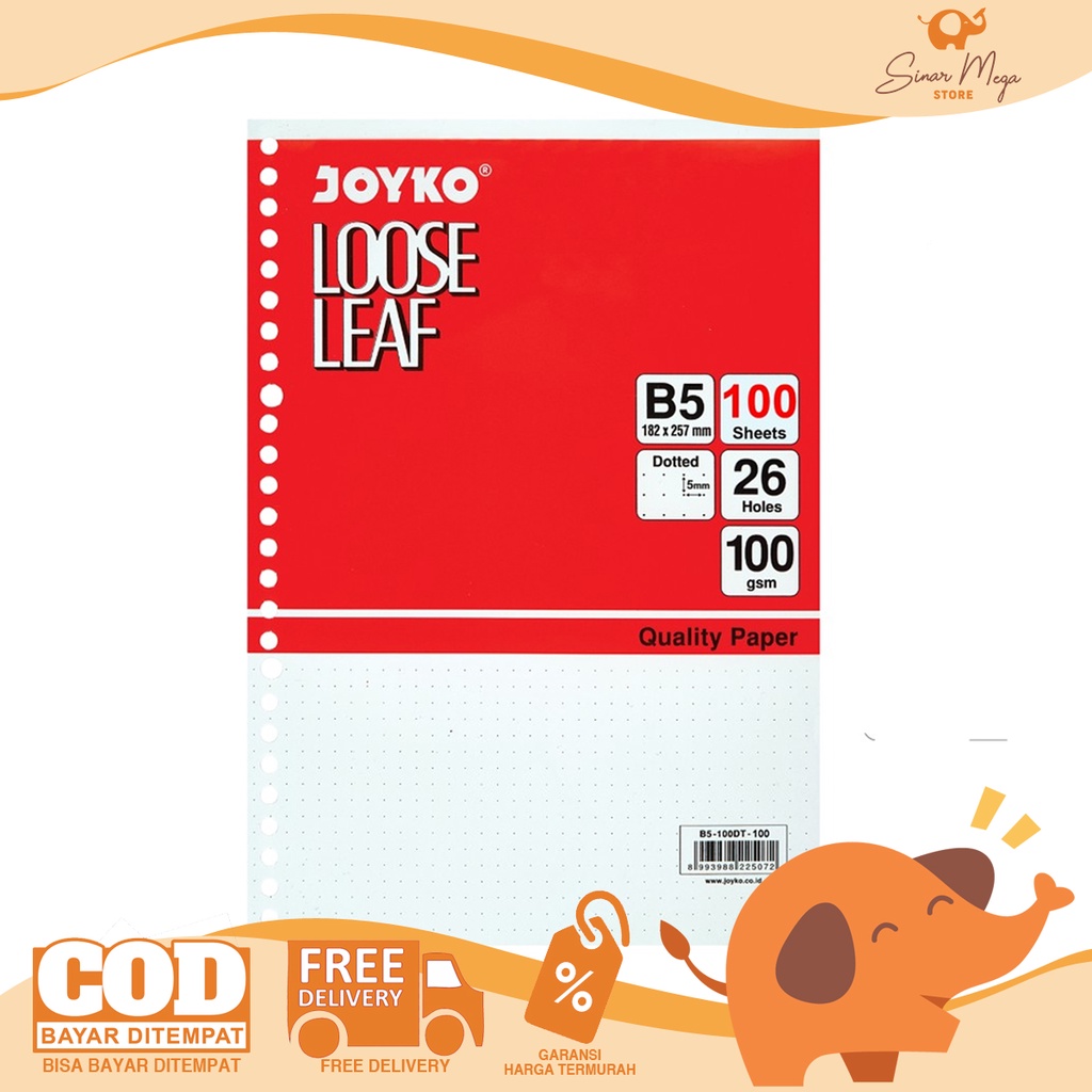 

Joyko Loose Leaf B5 (Blank, Grid & Dotted) 100 Sheets/Lembar / Kertas Isi Ulang Binder Murah