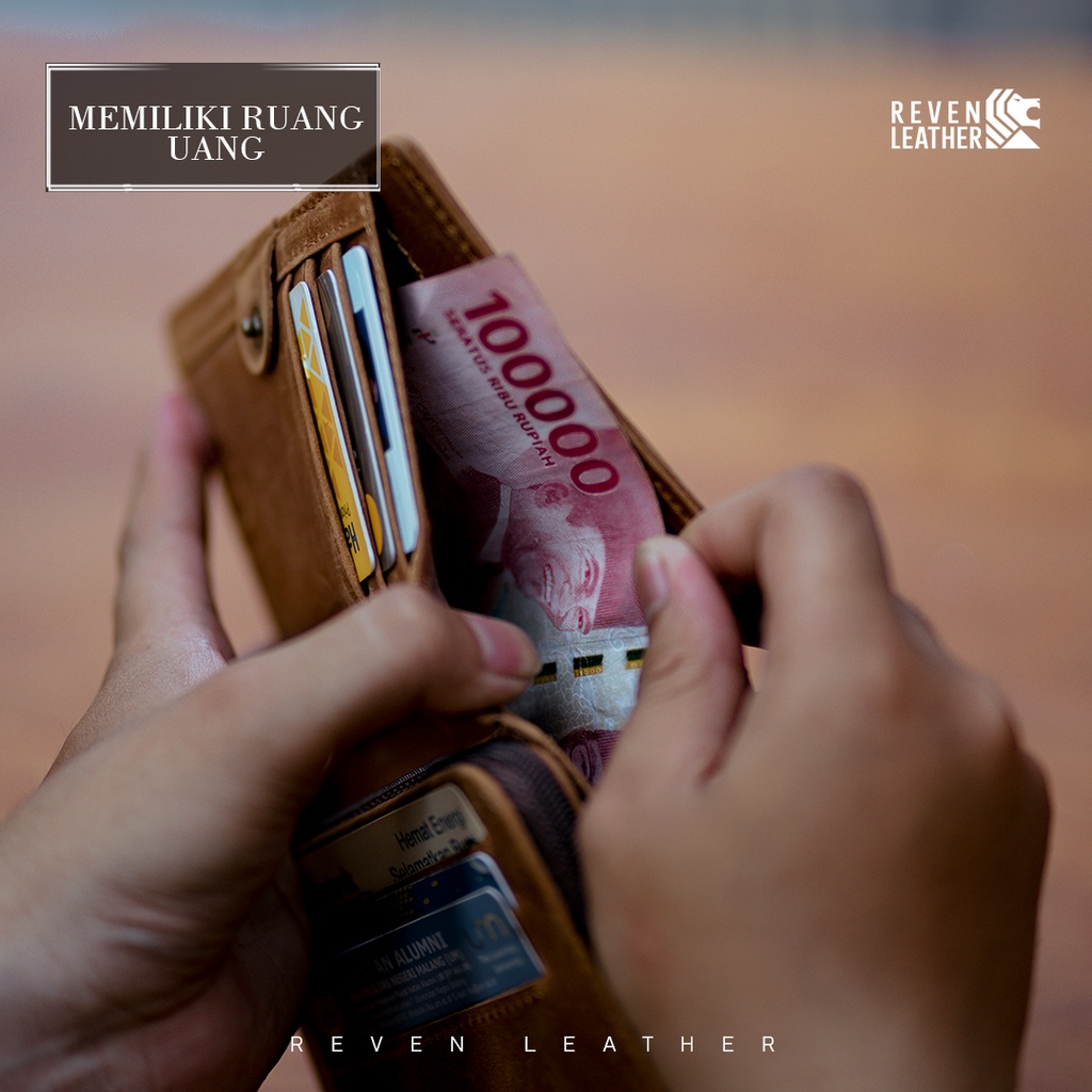 Dompet Pria 100% Kulit Sapi Asli Model Lipat 3/4 Original ASLAN Leather Wallet CRAZY HORSE TYPE Fashion Cowok Kekinian Trendy Lebaran 2023 Mode Lipat by Crown Leather CrownLeather Store