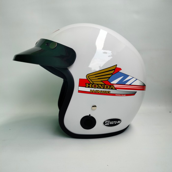 Helm Jadul Honda Win 100 Restorasi - Putih, M