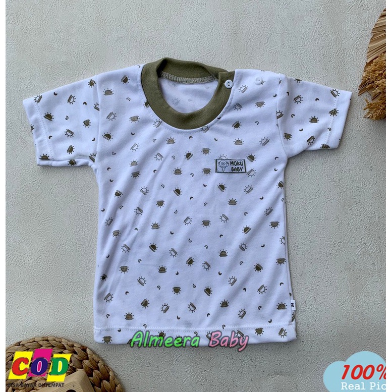 Ukuran S M L XL Isi 3 PCS Baju Bayi Kaos Oblong Lengan Pendek Kancing Pundak Usia 0-18 Bulan Almeera Baby and Kids