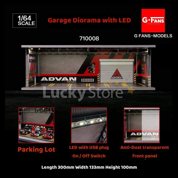 G-Fans Models 1/64 Diorama Diecast ADVAN Yokohama Garage with LED