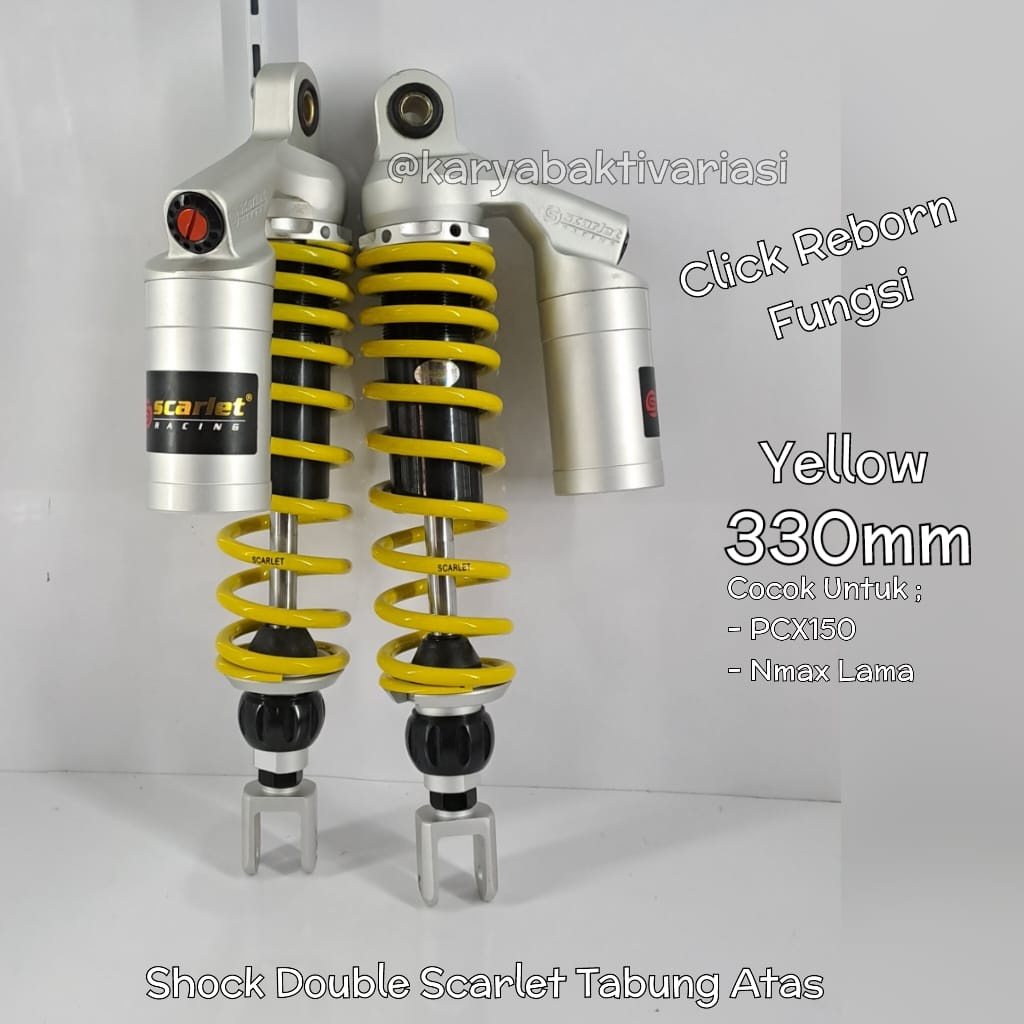 SHOCK DOUBLE SCARLET TABUNG ATAS 330MM CLICK REBORN YELLOW FOR NMAX LAMA DAN PCX150