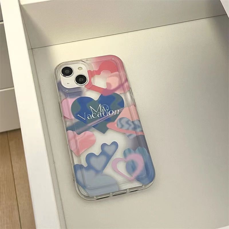 IPHONE Love Soft Phone Casing Kompatibel Untuk Iphone14 13 12 11 Pro XS Max X XR Casing Transparan Shockproof Case7 8 6 6S Plus Cover TPU