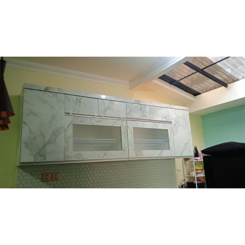 kitchen set atas hpl 3pintu hidrolik lemari dapur atas hpl lemari sayur kayu hpl