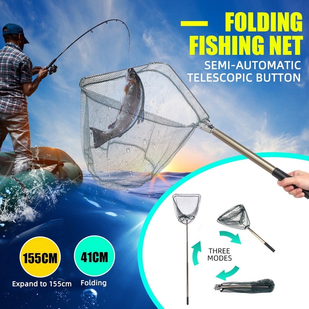 Jual Tanggok serokan jala ikan jaring ikan lipat telescopic aluminium ...