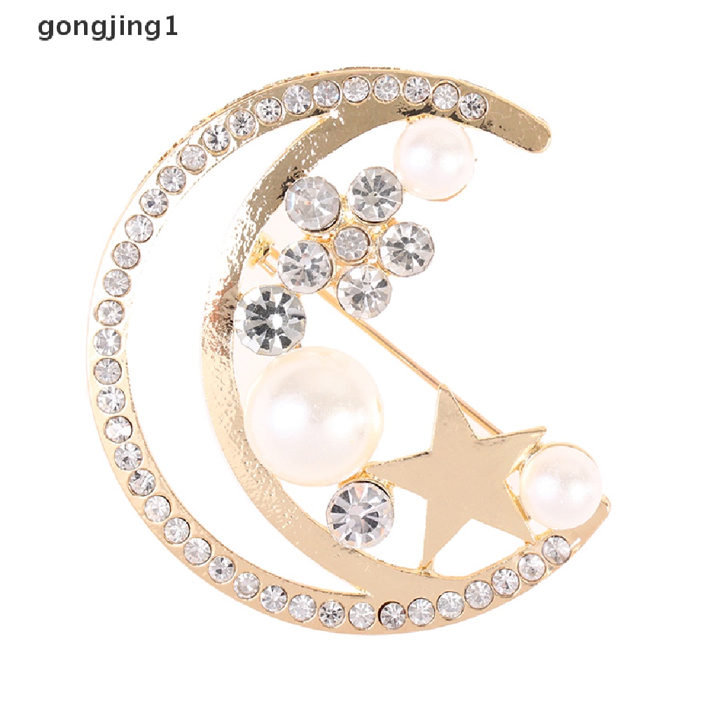 Ggg Bulan Bintang Peal Bros Untuk Wanita Baroque Trendy Elegan Brooch Pin Hadiah Pesta ID