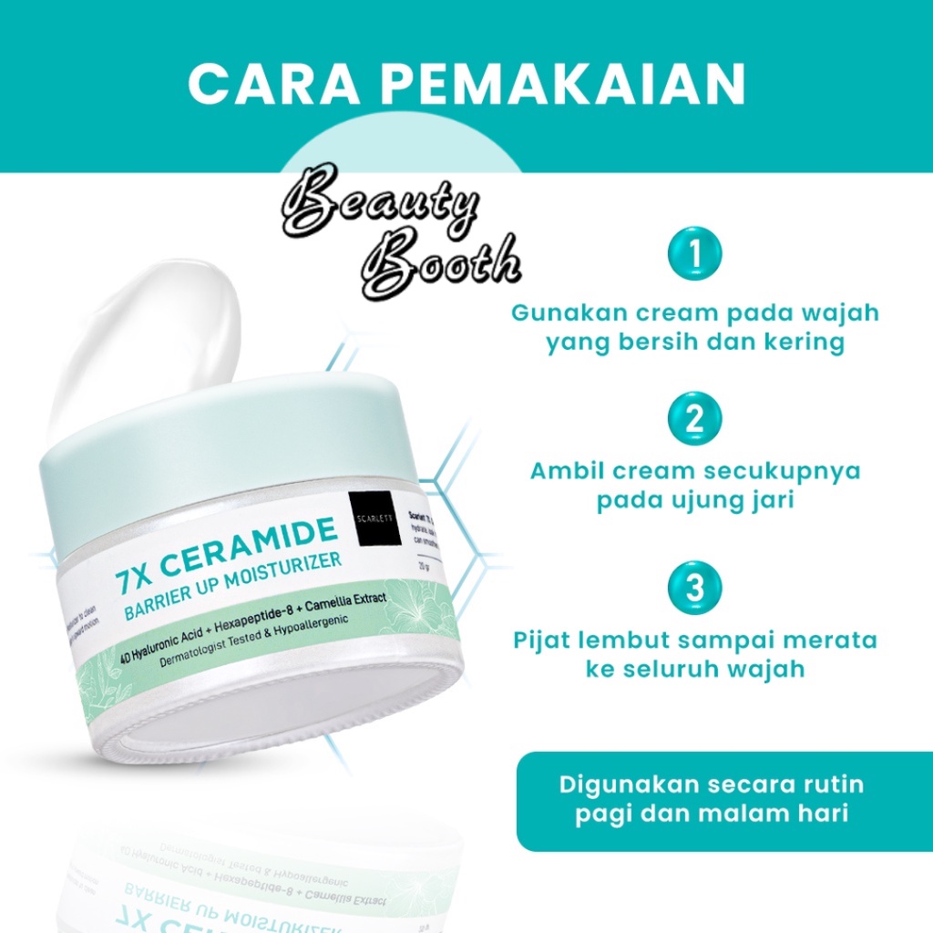 SCARLETT WHITENING 7x Ceramide Barrier Up Moisturizer | Scarlet Day Night Cream Moisturizer | Pelembab Wajah