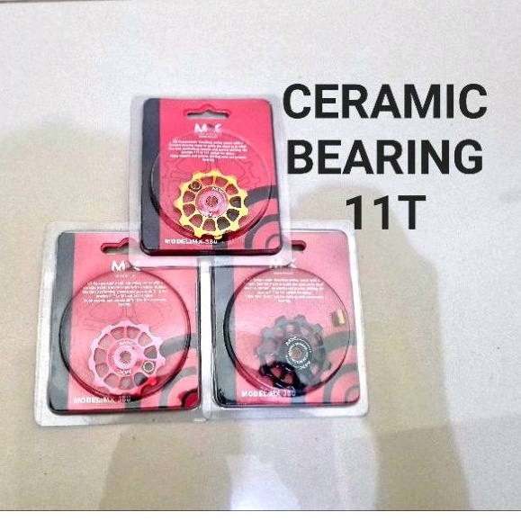 pulley 11T Ceramic Bearing Rd Merk MX Pully Puly Puley 11 T Cearamics Bearings Keramik Sepeda Balap Roadbike MTB Seli