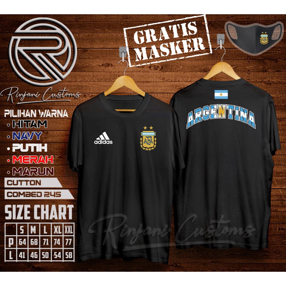 KAOS TIMNAS ARGENTINA.KAOS PIALA DUNIA.FREE MASKER