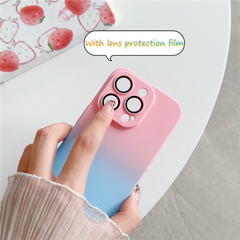 IPHONE Casing Gradasi Case Untuk Iphone12 13 14 Pro Max Shockproof Kamera Perlindungan Hard Case Cover