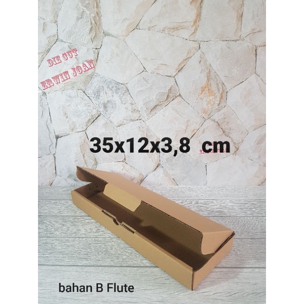 

Kardus Box uk 35x12x3,8 cm Kotak Karton DIECUT ( bahan B Flute).
