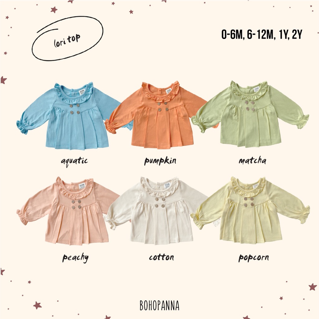 BOHOPANNA LORI TOP ATASAN BAJU PANJANG BILLIE PANT CELANA PENDEK BOHO BABY FASHION ANAK PEREMPUAN 0 - 2 TAHUN