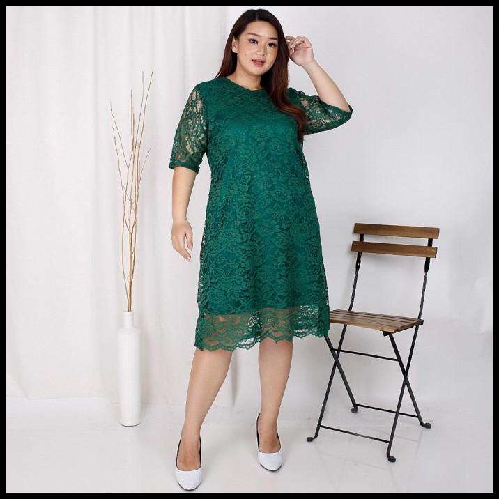 Dress Wanita Jumbo Xxl Brukat Brokat Baju Pesta Kondangan Big Size