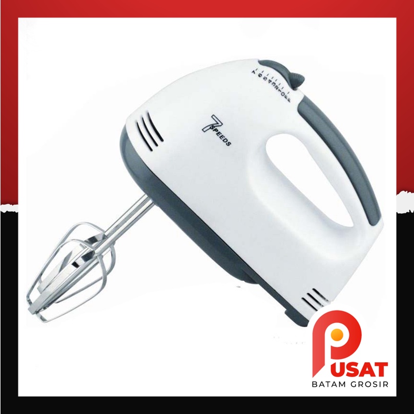Pusat Batam Grosir - H683 Hand Mixer Pengaduk Kue Mixer Mini Multi Fungsi Mixer Roti / Mixer 7 Speed